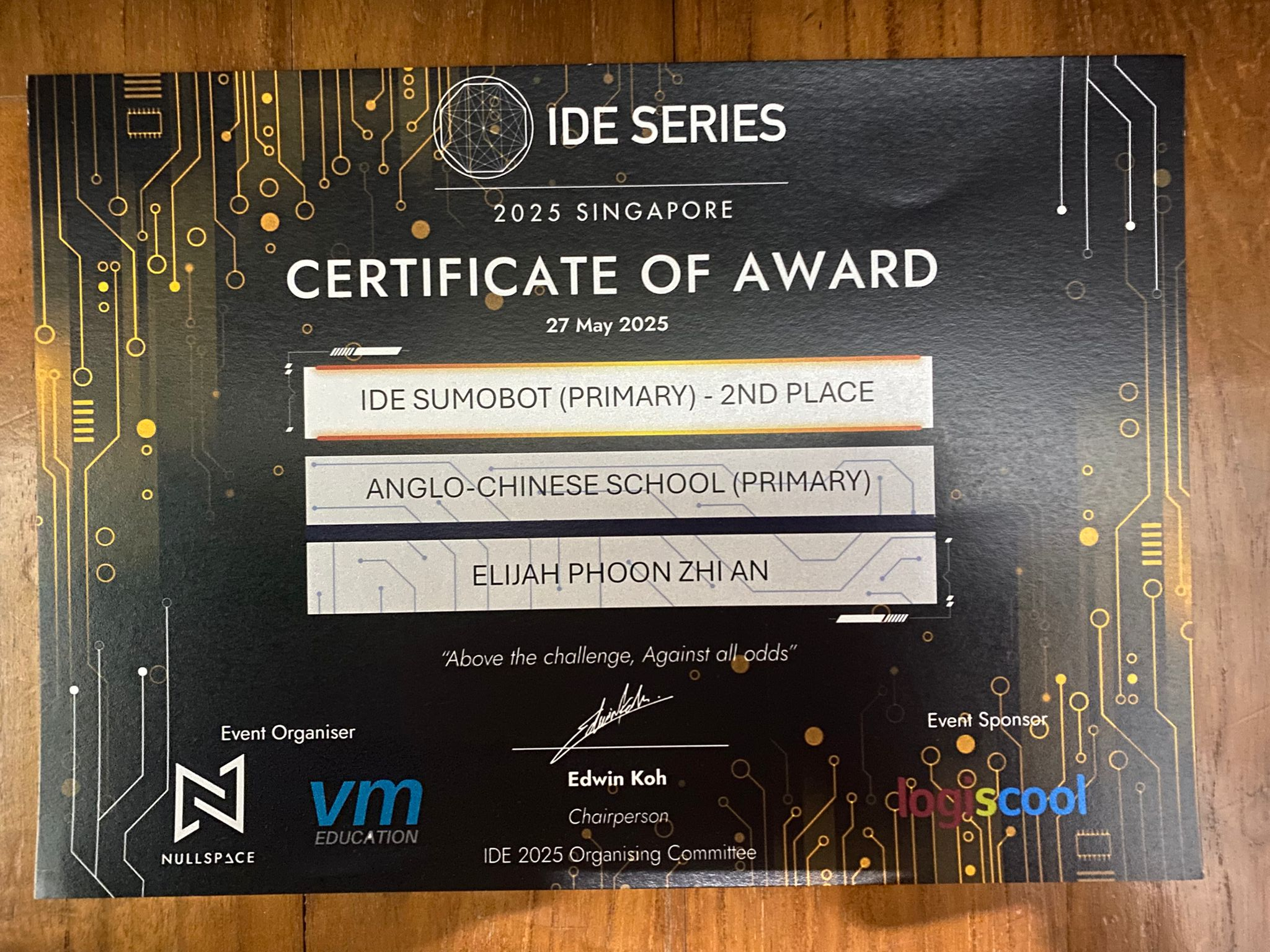 IDE Sumobot Certificate