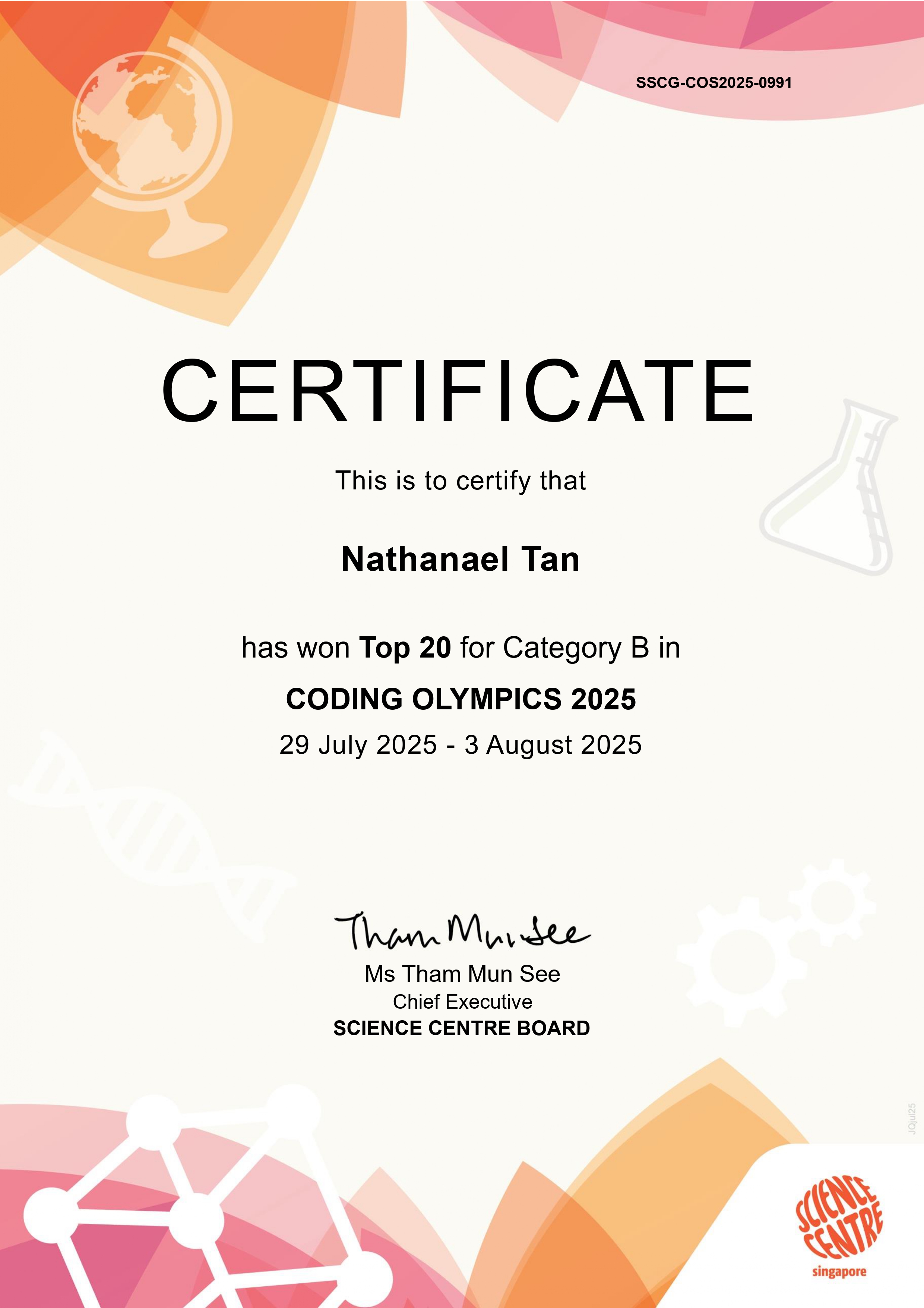 Coding Olympics 2025 Certificate